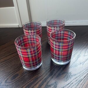 Vintage Cera Scotch on the Rocks Plaid Cocktail Old Fashioned glasses